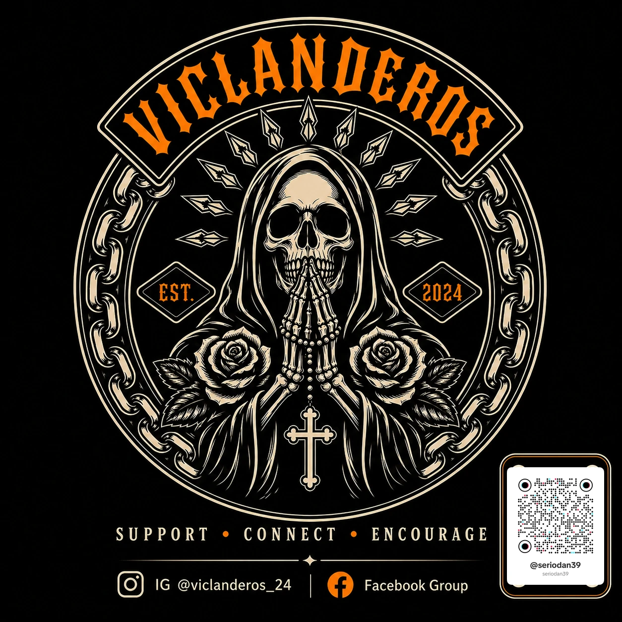Viclanderos emblem with TikTok QR code