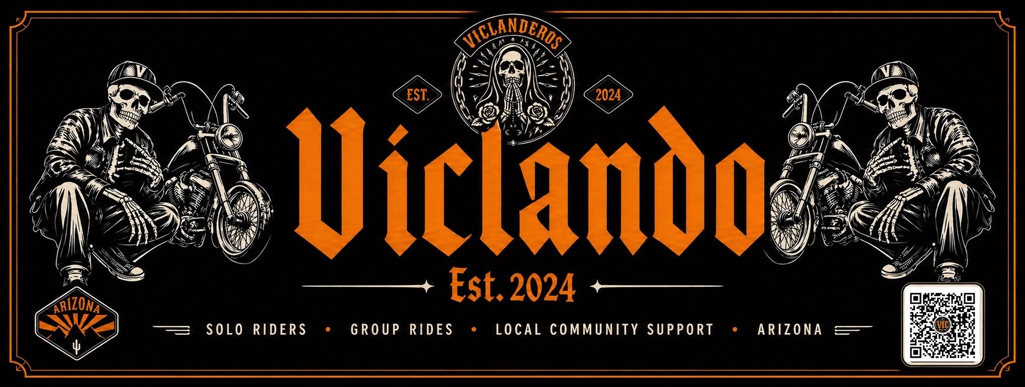 Viclanderos main banner with TikTok QR code